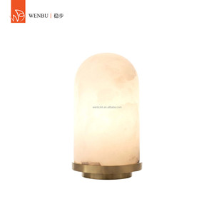 Minimalist Dome Spanish <b>alabaster</b> Table <b>Lamp</b> with Brass for Hotel Villa Living Room - Product Image 1