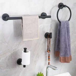 Modern Design Black 304 Stainless Steel <b>Hanging</b> Rack Set Wall-Mounted Hooks Bath Towel Rack Hardware <b>Bathroom</b> Fixtures Hotels - Product Image 5
