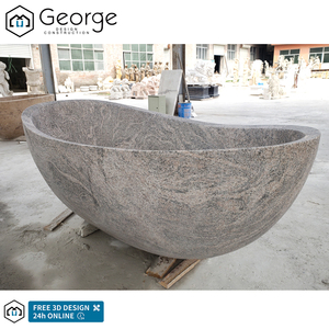 Europäischer Stil Moderne Einbau-Innenbadewanne aus Naturstein Geschnitzte Eckbadewanne aus Weißem Marmor mit Luftmassage - Product Image 3