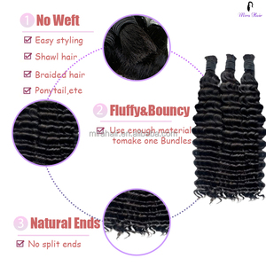 Sortie d'usine 12A Grade 100% humain vierge brut droit lâche cheveux profonds armure en vrac boucles cuticules alignés Extensions de cheveux - Product Image 2