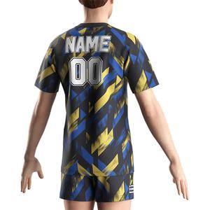 Ensemble short et t-shirt de sport pour homme, col en V, 100 % polyester, avec poches, pour l'entraînement et la gym, idéal pour les équipes sportives, sublimation en gros - Product Image 6