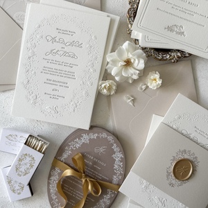 Juego de Tarjetas de Invitación de Boda con Diseño Floral Elegante, Papel Absorbente, Grabado en Relieve, Logotipo Personalizado - Product Image 3