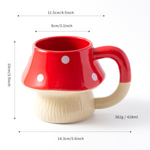 Tasse en céramique de Chaozhou en forme de champignon rouge 428 ml avec poignée pour cadeaux, tasse individuelle - Product Image 1
