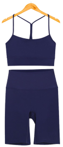 42 colores listos para enviar sensación desnuda elegante transpirable Yoga Fitness gimnasio entrenamientos <span class=keywords><strong>Y</strong></span> espalda chaleco sin línea frontal Biker Shorts Sports Set - Product Image 5