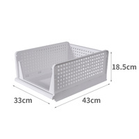 DS3575 Armoire de rangement avec tiroirs, panier en plastique, bacs de rangement empilables, organiseurs de placard pliables, boîte de rangement