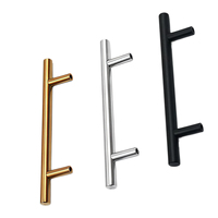 Poignée de porte en acier inoxydable noir, poignée carrée moletée de luxe avec accent or rose pour porte intérieure de chambre