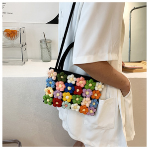 حقيبة يد نسائية بوهيمية مغرية منسوجة على شكل زهور, حقيبة يد نسائية مغرية منسوجة على شكل جرس مقوسة ، حقيبة مناسبة لفصل الصيف ويمكن حملها على الشاطئ - Product Image 6