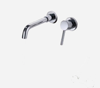 Robinet de lavabo mural chaud/froid en laiton chromé, à double poignée, avec bec de 8 pouces, encastré, finition noir mat et nickel brossé