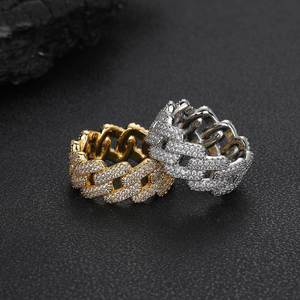 Hip Hop Copper <b>Set</b> Zircon <b>Ring</b> 11mm Rhombus Cuban <b>Ring</b> Men's <b>Ring</b> <b>Ring</b> - Product Image 4