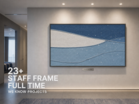 Art mural abstrait 3D en corde tressée, motif vague océanique bleue et blanche étoilée, encadré OEM, grande décoration pour hôtel, salle à manger, couloir, vente en gros personnalisée