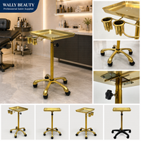 Plateau de travail mobile en acier inoxydable de haute qualité pour tatouage, réglable en hauteur, avec roulettes pour salon