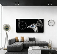 Jam Dinding Art Deco Abstrak & Geometris Bingkai MDF Kristal Cetak untuk Ruang Tamu dengan Jarum Quartz