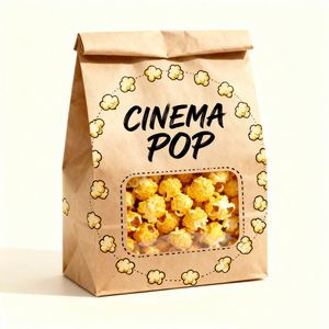 Custom Logo Print Greaseproof Tin Tie Top Bakery Kraft Bread Packaging Paper <b>Bags</b> with Clear Window for Popcorn - Product Image 5