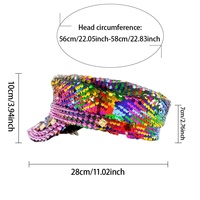 Chapeaux de Capitaine Personnalisés en Gros avec Paillettes Arc-en-ciel, 3 MOQ, Rose, Argent, Strass Pointus, pour Festivals et Fêtes, pour Femmes