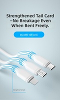 Câble de transfert et de charge 3 en 1 PVC 1,2 m OEM ODM 3A, câble USB, câble de charge rapide, câble de données pour iPhone, pour Samsung