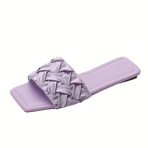 Sandalias Planas de Perlas para Mujer, Estilo Francés, Trenzadas, Punta Abierta, Modernas, Casuales, Tacón Plano, para Exteriores - Product Image 4