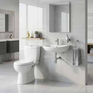 Ensemble WC deux pièces en céramique avec lavabo mural, double chasse, siphon en P et en S, pour la vente en gros en Afrique - Product Image 2