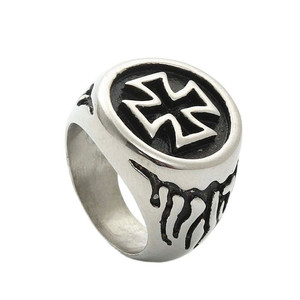 Men's Stainless Steel Cross <b>Ring</b> <b>Silver</b> Punk Style Geometric Design Gift Jewelry 26027 - Product Image 1