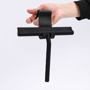 Raclette de douche en silicone noir avec crochet, <span class=keywords><strong>essuie</strong></span>-<span class=keywords><strong>glace</strong></span> pour vitres et outils de nettoyage pour sols/tables - Product Image 3