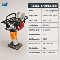 Rouleau compacteur vibrant à moteur Qiyun, haute fréquence, 5,0-6,5 CV, certifié CE/EPA