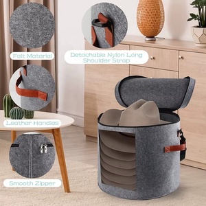 Boîtes de rangement pour chapeaux en <span class=keywords><strong>feutre</strong></span>, rondes, pliables, douces, de luxe, anti-poussière et anti-salissures, avec couvercle anti-poussière, pour le voyage et l'organisation des chapeaux, vente en gros - Product Image 4