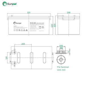 Sunpal Batterie GEL 12V 200Ah 250Ah 260Ah Batterie AGM solaire Vrla Batterie plomb-<span class=keywords><strong>acide</strong></span> scellée en fonte - Product Image 2