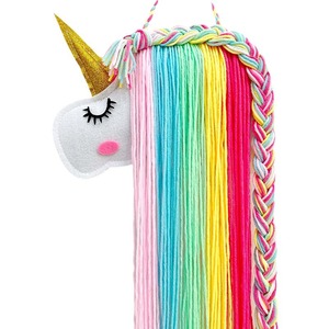Porta Fiocchi per Capelli a Forma di Unicorno per Ragazze, Decorazione da Appendere <span class=keywords><strong>e</strong></span> Organizzatore per Mollette, Rosa Acceso <span class=keywords><strong>e</strong></span> Ciano - Product Image 1