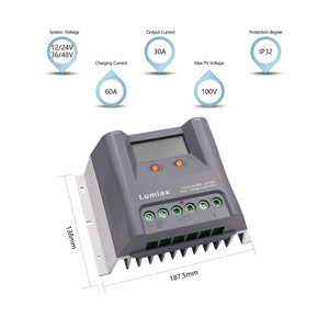 Contrôleur de charge solaire PWM adapté aux systèmes solaires hors réseau 12V 24V 36V 48V 60A - Product Image 5