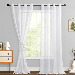 Gauze smooth for the fireside, cheesecloth smooth polyester for window living room, tulle organo White Transparent - Product Image 1