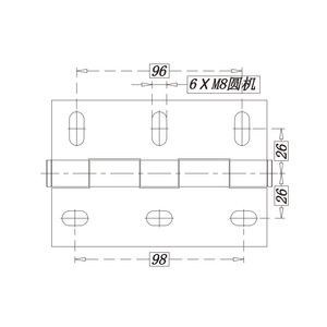 Charnière en acier inoxydable Jingbo 6 x M8 ronde 96x98x26mm pour pièces de cuiseur vapeur - Product Image 1