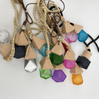 Flacon de parfum en verre vide, petit format, pour voiture, avec corde à suspendre, diffuseur de parfum, bouchon en bois, 6 ml