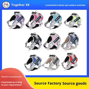 Ensemble laisse et harnais pour chien en nylon rembourré avec fermeture à boutons, style mode, pour grandes races, entraînement, randonnée, plusieurs couleurs - Product Image 5