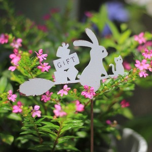Décoration de jardin <span class=keywords><strong>en</strong></span> fer forgé rétro, mini lapin rétro sur vélo, pour arrangement floral et plantes vertes - Product Image 2