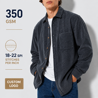 Chemise en velours côtelé vintage rétro 380 g/m² pour homme, coupe ample et carrée, style streetwear, hip-hop, esthétique urbaine, tenue décontractée masculine