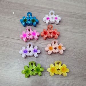 Pinza de Pelo Estilo Europeo con Flor de Frangipani Degradada, Clip de Tiburón, Accesorios para el Cabello Estilo Vacaciones en la Playa - Product Image 4