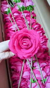 Flores Bunga Putih Buatan Rosas Buatan Velvet Tunggal Bunga Mawar untuk Dekorasi Rumah Pernikahan Boho