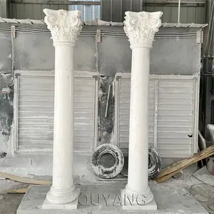 QUYANG-columnas de piedra griega para decoración al aire libre, pilares romanos de mármol Natural blanco pulido