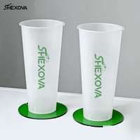 Gobelets en plastique givré personnalisés avec logo, gobelets en plastique jetables transparents et givrés avec couvercles en PP pour jus, soda, café