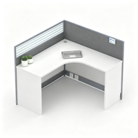 Poste de travail d'angle en forme de L pour une personne, avec cloison, bureau de personnel, table de travail de type L pour employé