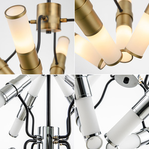 Forma cilíndrica de vidrio claro lámpara E14 candelabro de cristal moderno para vivir Hotel de araña colgante de luz led - Product Image 4