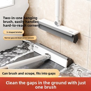 Plastic Long-Handled Floor Brush & Scrubber for Bathroom <b>Gap</b> Cleaning Wall Washing Toilet Tile-Grout Scrubber - Product Image 2