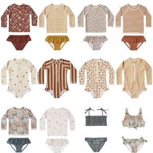 1-12Y <b>Baby</b> <b>Girls</b> Floral Two Piece Long Sleeve Swimsuit Toddler Kids Sunscreen Bikini Suits <b>Swimwear</b> Beachwear - Product Image 3