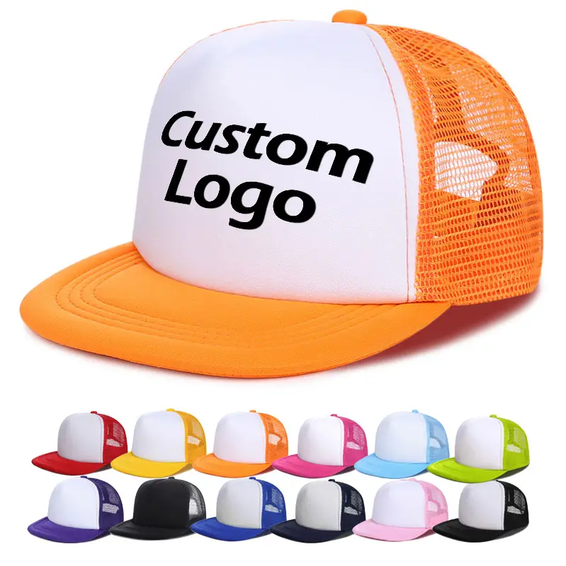 Оптовая продажа, плоская пятипанельная пенопластовая сетка, регулируемая бейсболка, шляпы для дальнобойщика с индивидуальным логотипом, приемлемые спортивные кепки в стиле хип-хоп