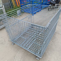 Panier en treillis métallique galvanisé empilable et pliable, résistant à la corrosion, pour le stockage en entrepôt, bacs de rangement empilables, conteneurs de stockage