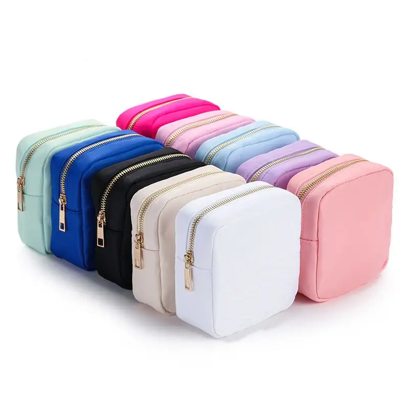 Wholesale Custom suppliers mini square waterproof make-up bag lipstick pouch cosmetics organizer bag