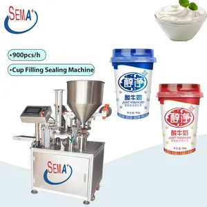 Yogurt jelly cup filling sealing machine rotary plastic cup filler sealer machinery