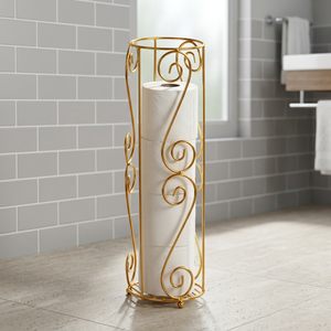 Portarrollos de Papel de Lujo en Latón, Diseño Circular, Estilo Tradicional, Soporte para Papel Higiénico de Baño - Product Image 5