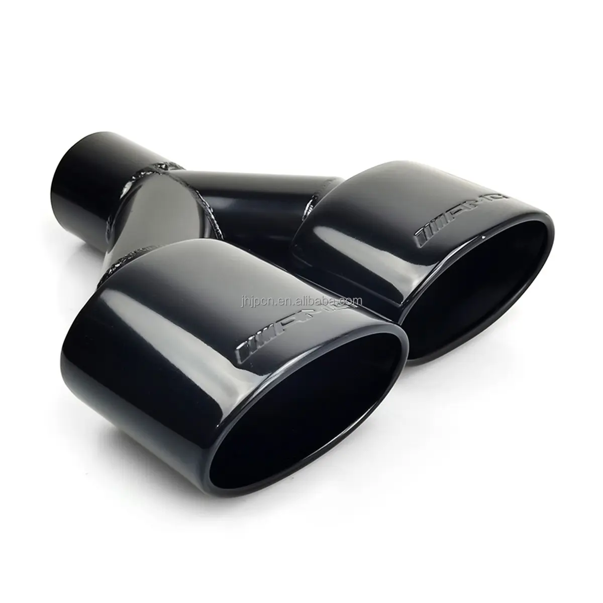 1 Pair Customized Logo Black Coated Stainless Steel Oval Dual Exhaust Muffler Tip End Pipe For BENZ C-Class AMG W204