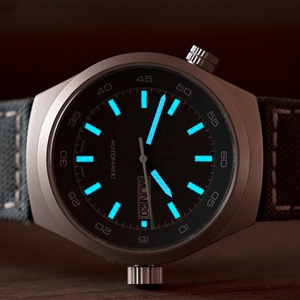 Lige-montre en cuir pour homme, face verte, automatique, lumineuse, en titane, livraison gratuite, nouveau produit, 2018 - Product Image 2