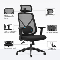 Chaises de bureau, mobilier de bureau moderne, chaise de bureau ergonomique en maille pivotante avec support lombaire 2D